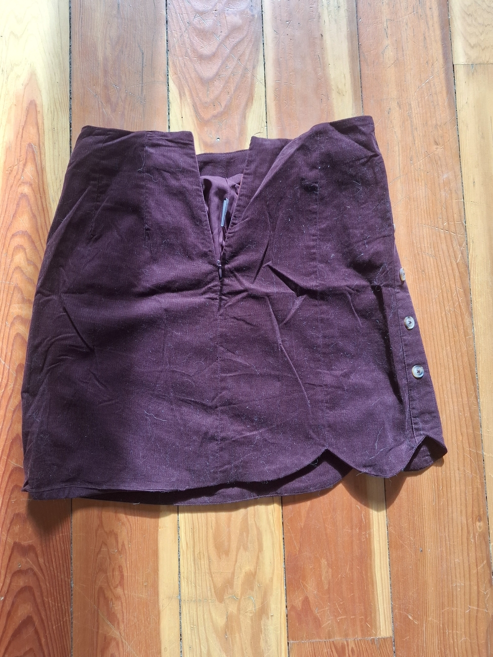 RIHOAS Corduroy Mini Skirt in Burgundy